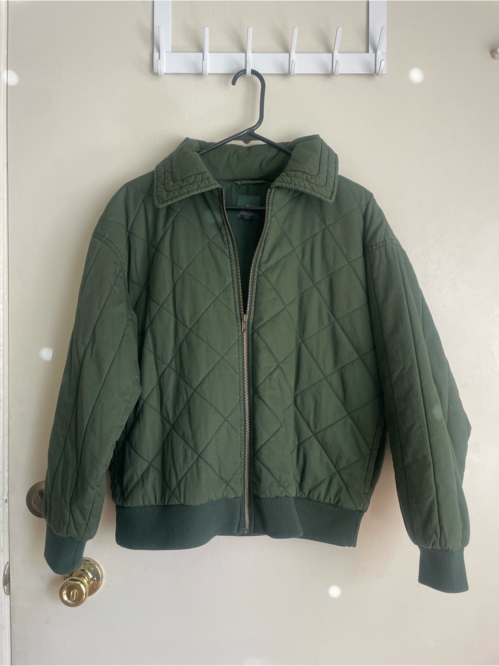 Quilted Green Jacket - Casual Zip Front